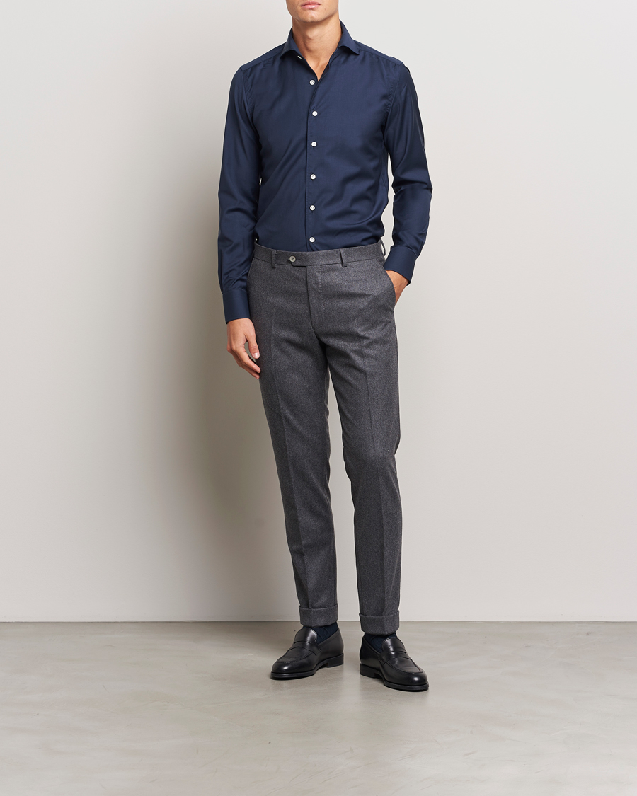 Mies |  | 100Hands | Full Spread Wool Shirt Navy