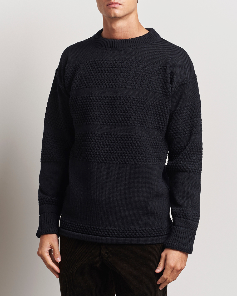 Mies |  | S.N.S. Herning | Fisherman Wool Crew Neck Sweater Navy Blue