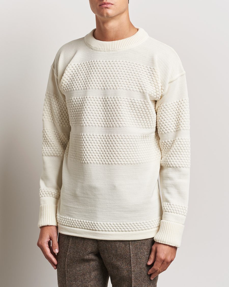 Mies |  | S.N.S. Herning | Fisherman Wool Crew Neck Sweater Natural White