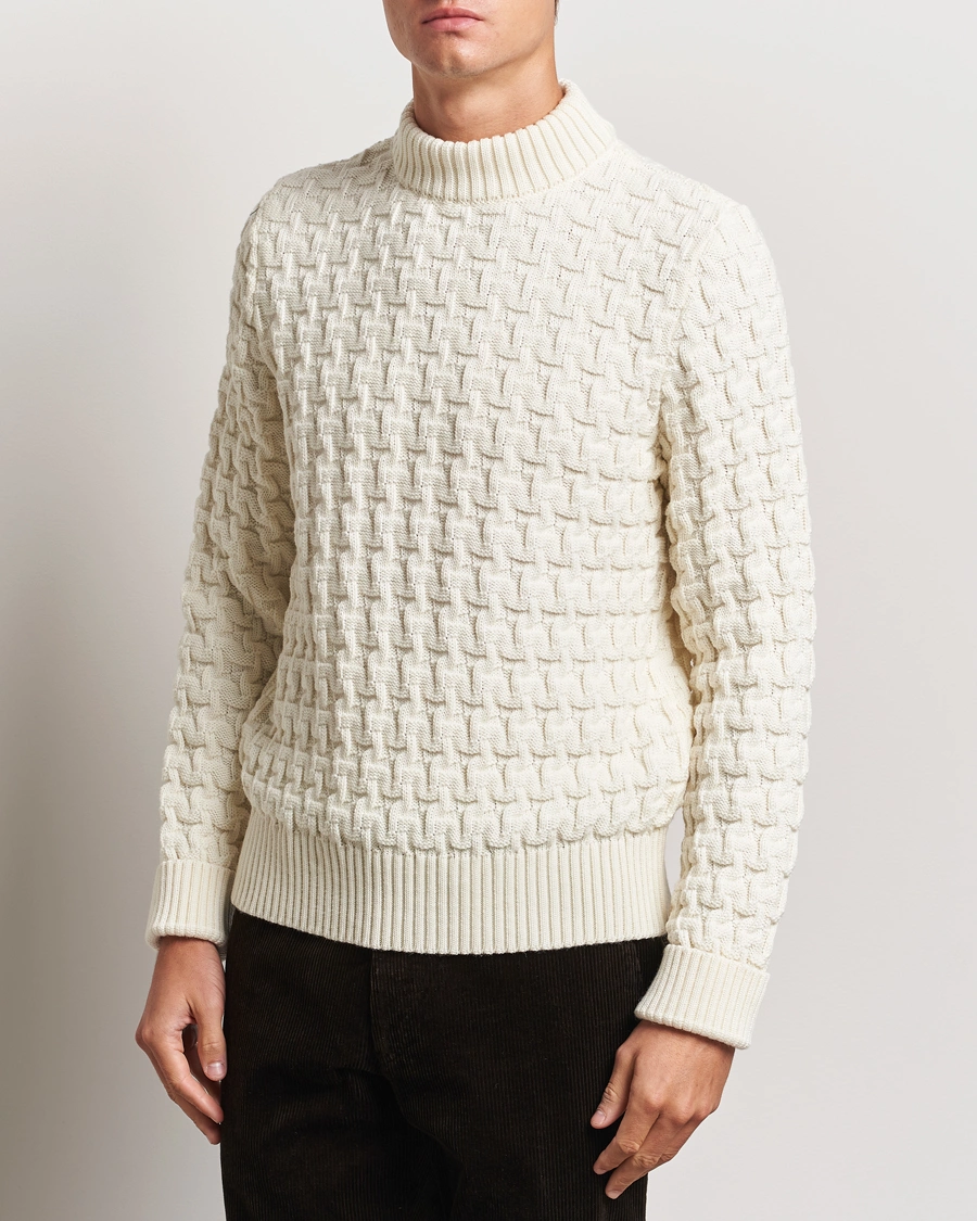 Mies |  | S.N.S. Herning | Stark Wool Cable Knit Sweater Natural White