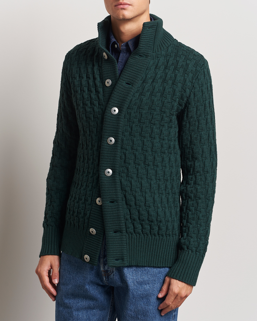 Mies |  | S.N.S. Herning | Stark Wool Cable Knit Cardigan Thunder Green