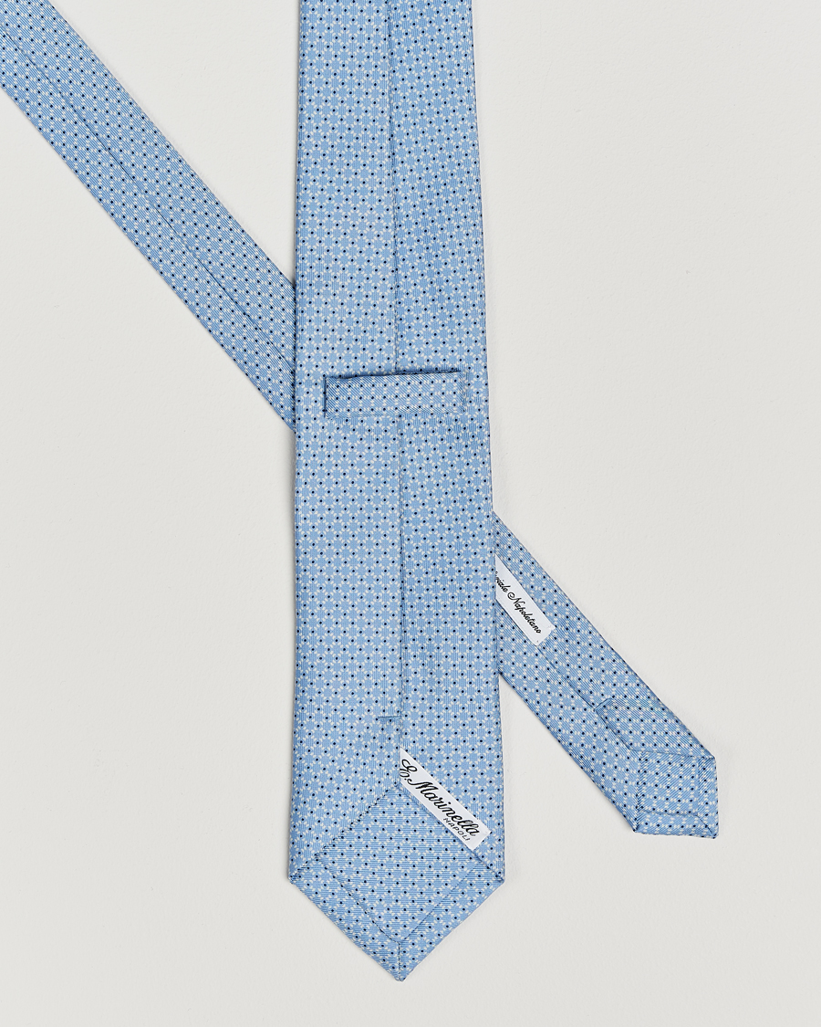 Mies |  | E. Marinella | 3-Fold Printed Silk Tie Light Blue