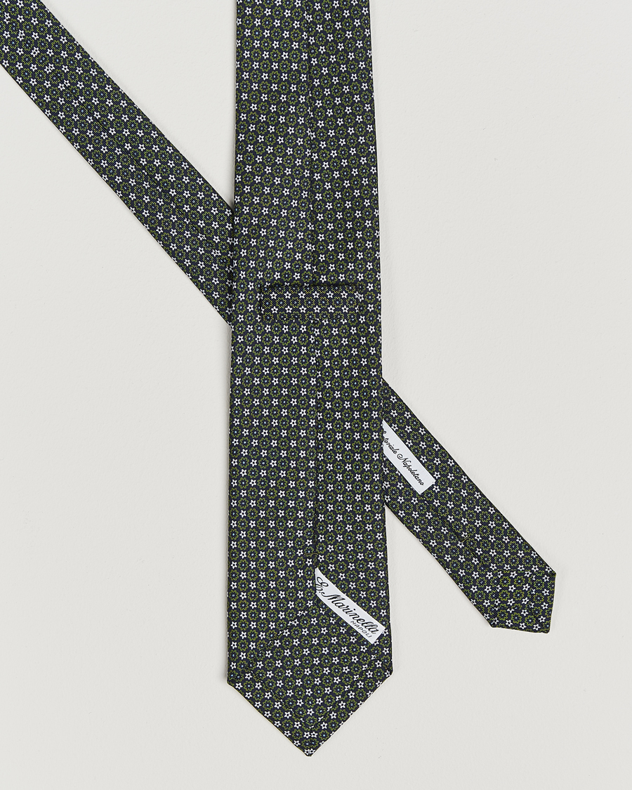 Mies |  | E. Marinella | 3-Fold Printed Silk Tie Navy/Green