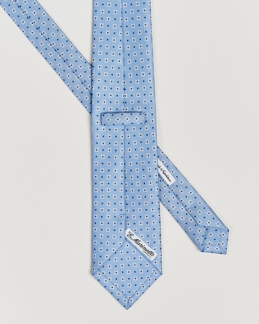 Mies |  | E. Marinella | 3-Fold Printed Silk Tie Light Blue