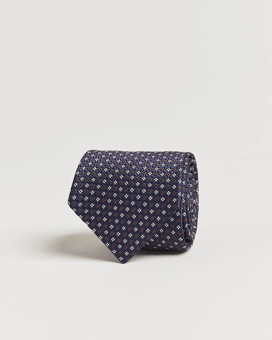 Mies | Amanda Christensen Silk Printed Flower 8cm Tie Navy | Amanda Christensen | Silk Printed Flower 8cm Tie Navy