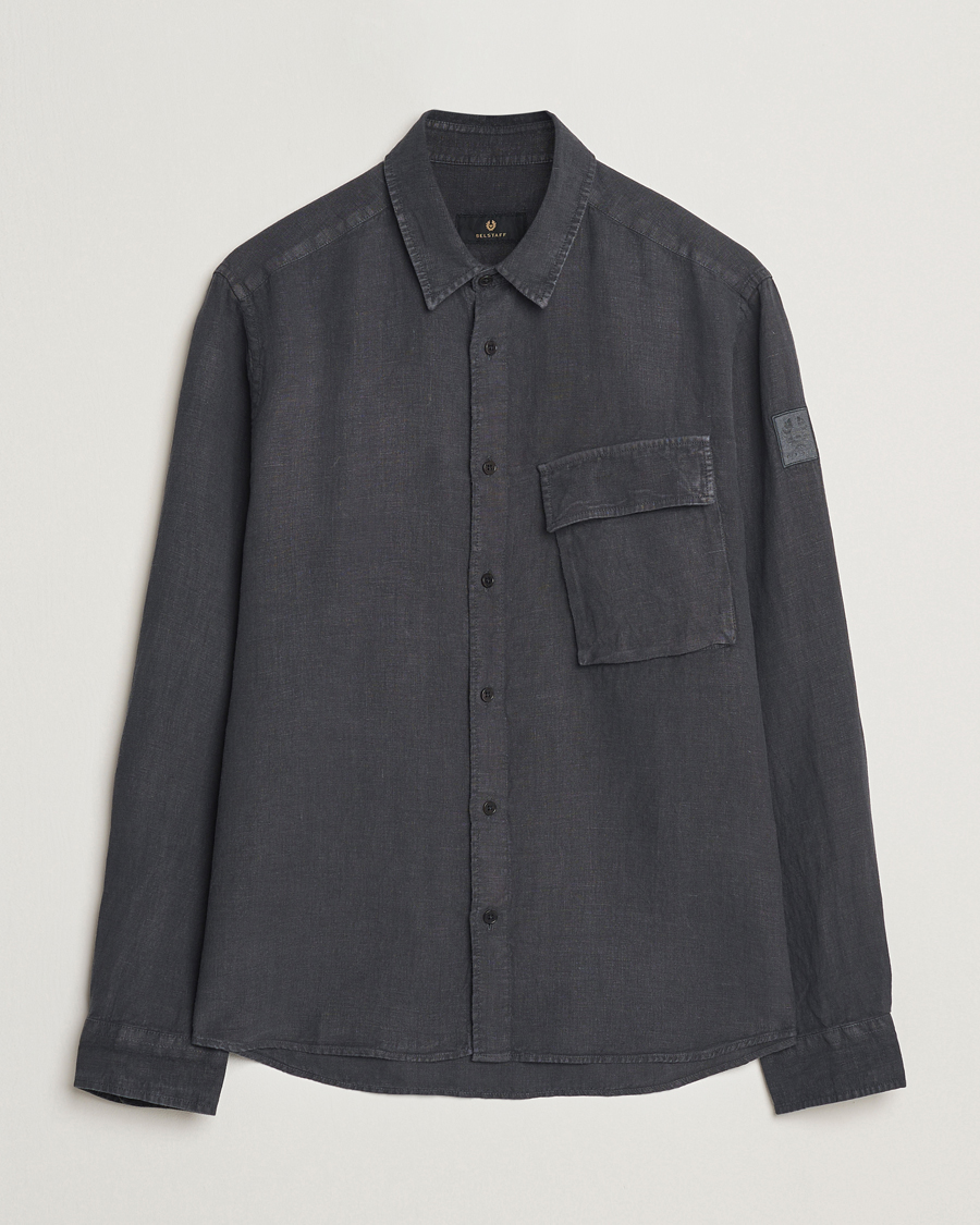 Mies | Kauluspaidat | Belstaff | Scale Linen Shirt Washed Black