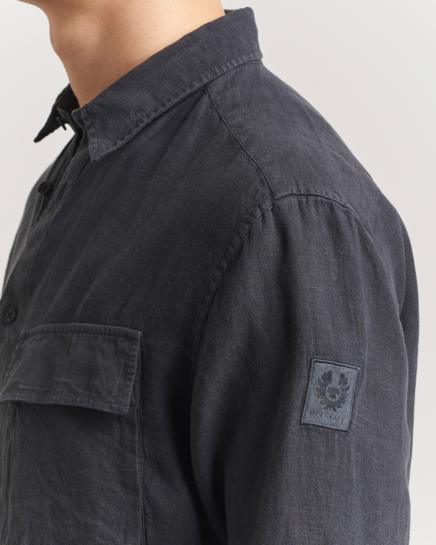 Mies | Kauluspaidat | Belstaff | Scale Linen Shirt Washed Black