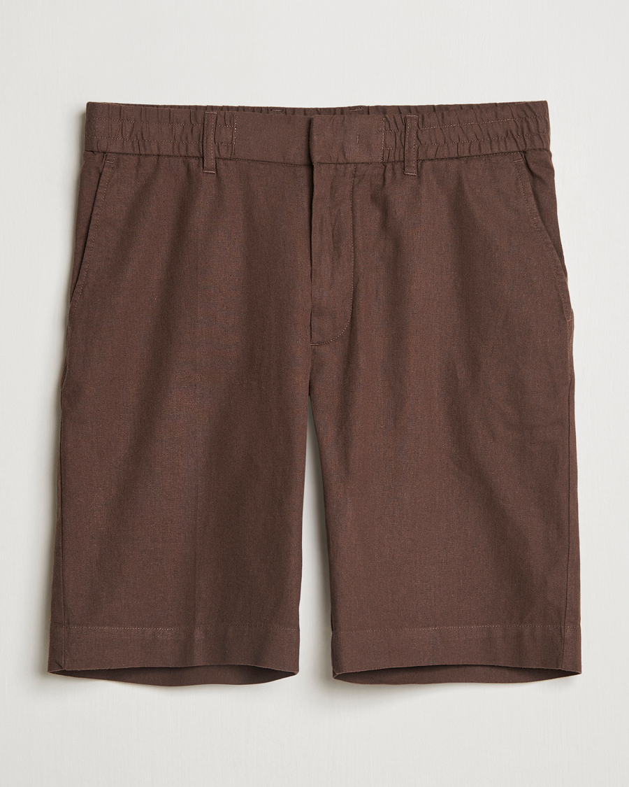 Mies | Shortsit | NN07 | Billie Cotton/Linen Drawstring Shorts Demitasse Brown