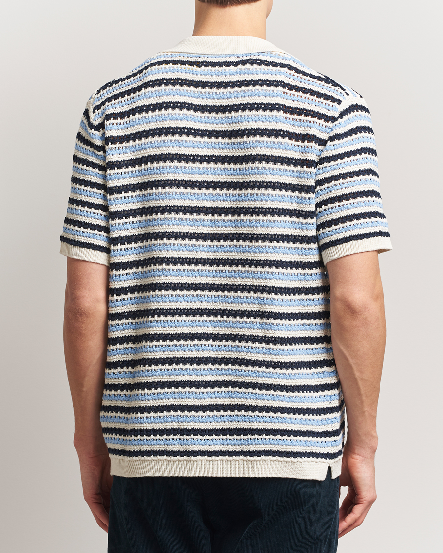 Mies | Kauluspaidat | NN07 | Henry Knitted Short Sleeve Shirt Blue Multi