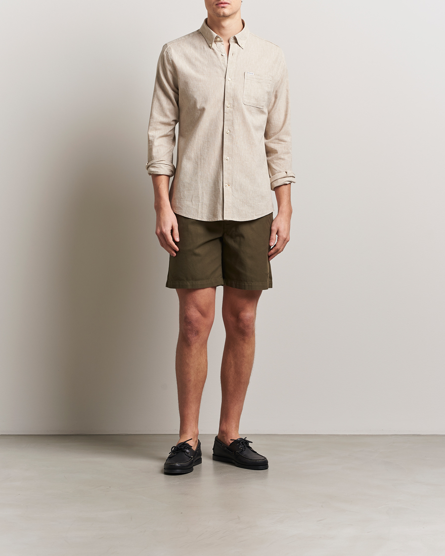 Mies | Shortsit | Barbour Lifestyle | Washed Oxford Relaxed Shorts Uniform Green