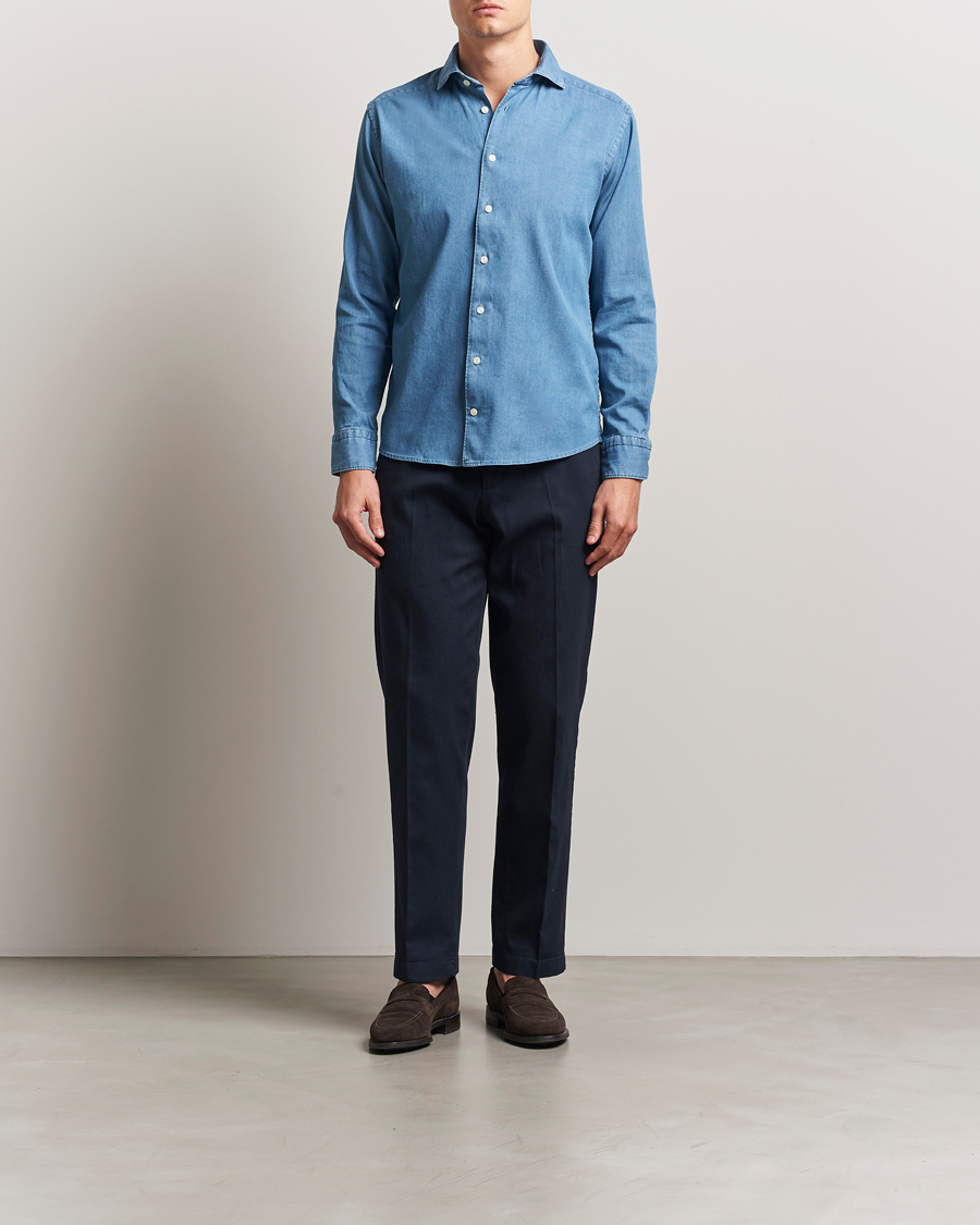 Mies | Kauluspaidat | Eton | Slim Fit Denim Shirt Mid Blue