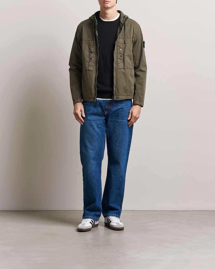 Mies | Takit | Stone Island | Supima Cotton Stretch Hooded Jacket Military Green