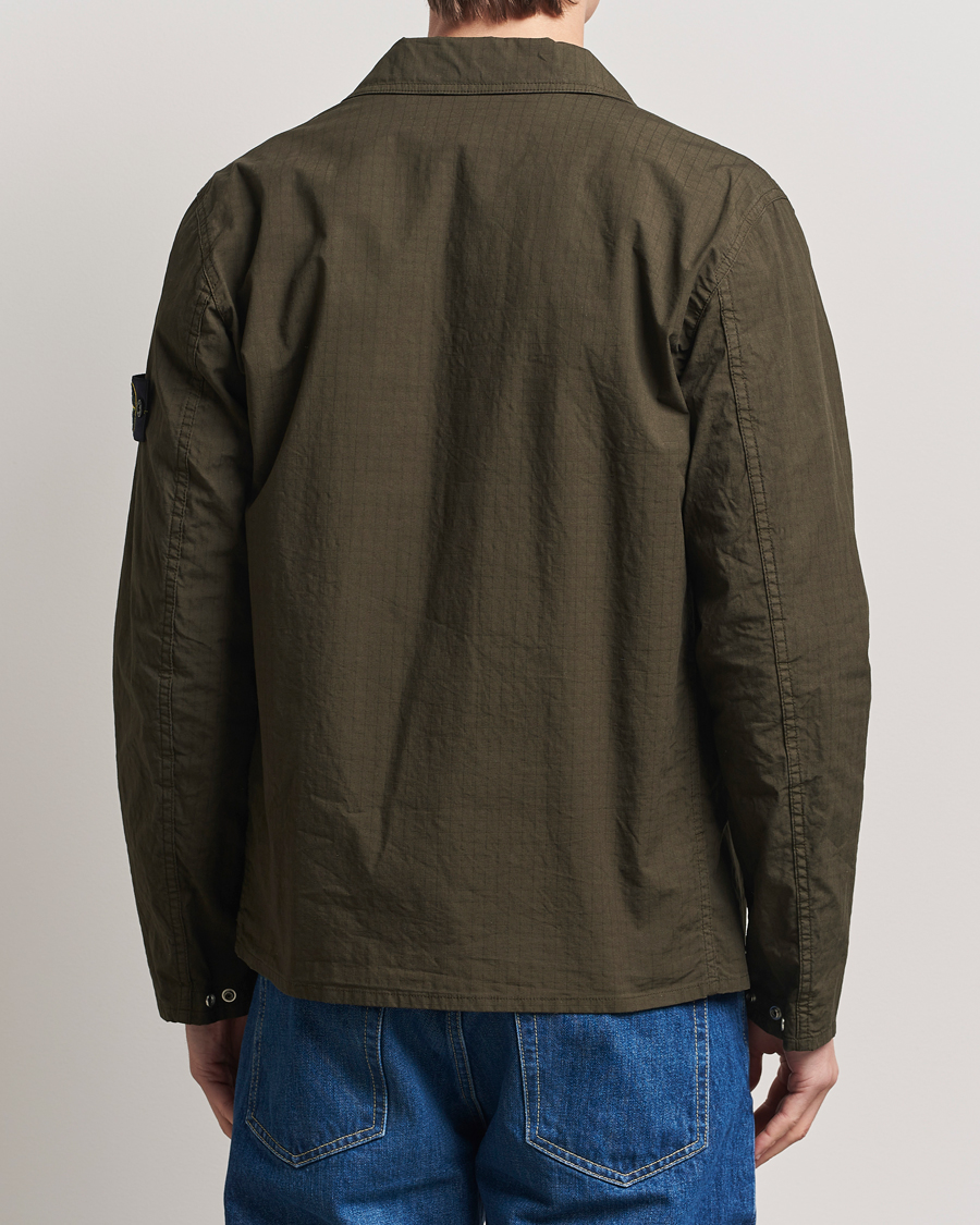 Mies | Kauluspaidat | Stone Island | Stretch Ripstop Cotton Zip Overshirt Military Green