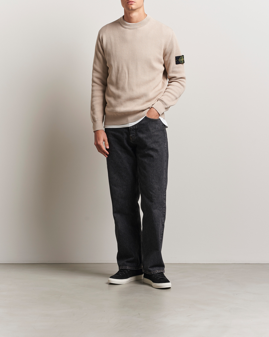 Mies | Puserot | Stone Island | Ribbed Soft Organic Cotton Crewneck Desert