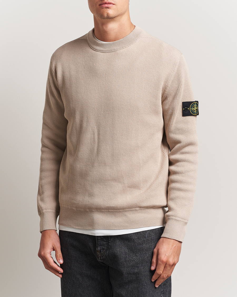 Mies | Puserot | Stone Island | Ribbed Soft Organic Cotton Crewneck Desert