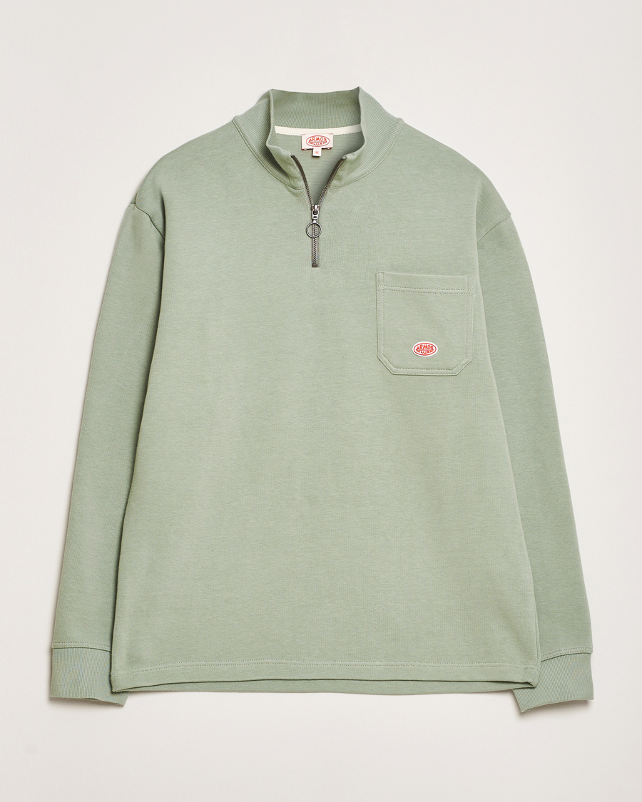 Mies | Puserot | Armor-lux | Camionneur Cotton Half Zip Sweater Shadow Green