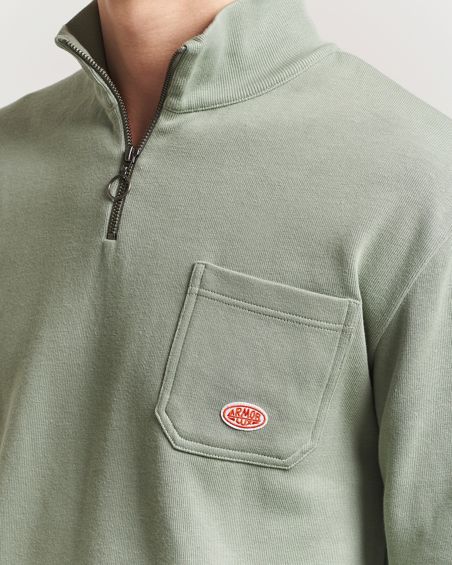 Mies | Puserot | Armor-lux | Camionneur Cotton Half Zip Sweater Shadow Green