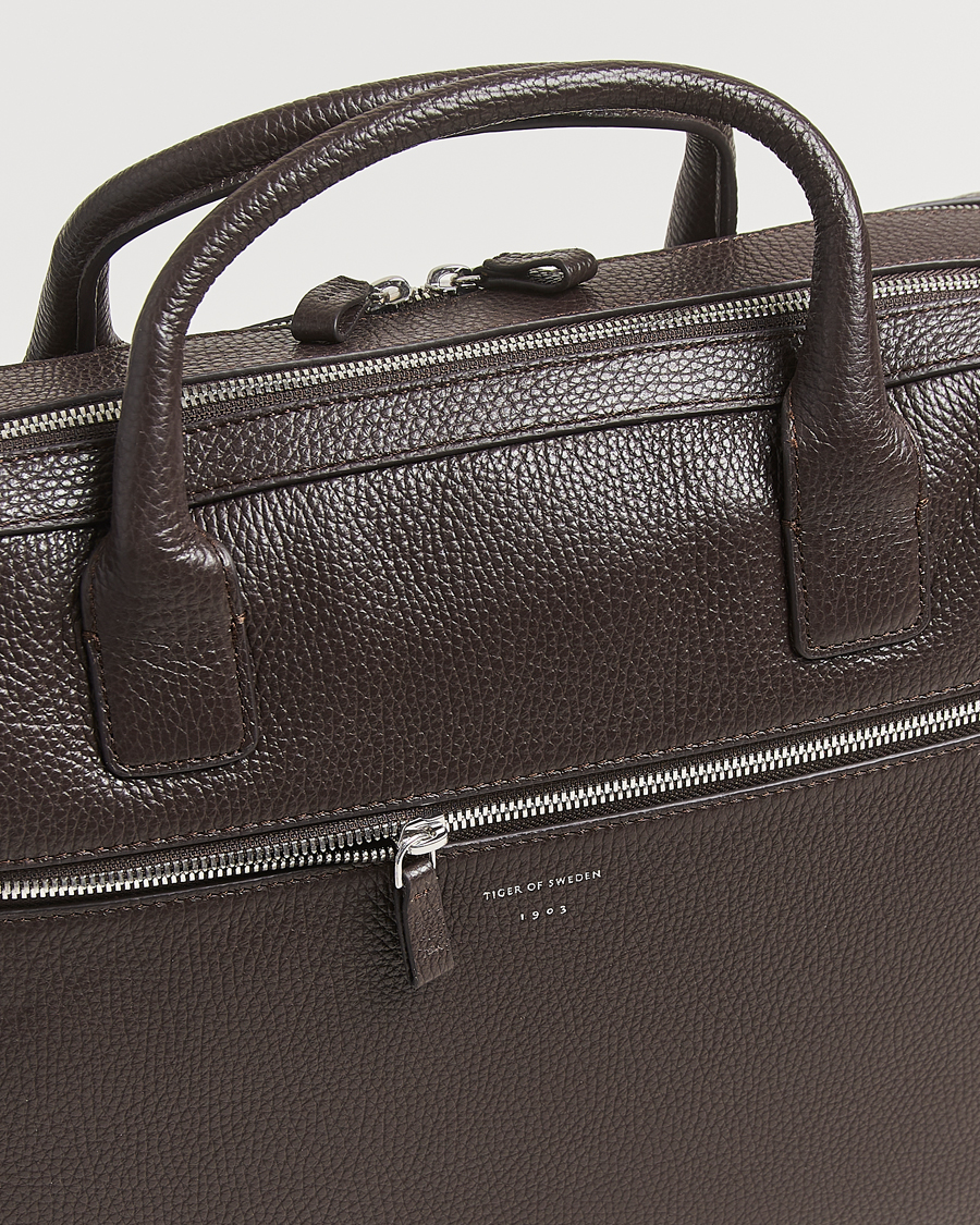Mies | Tiger of Sweden Beridare Double Zip Leather Briefcase Dark Brown | Tiger of Sweden | Beridare Double Zip Leather Briefcase Dark Brown