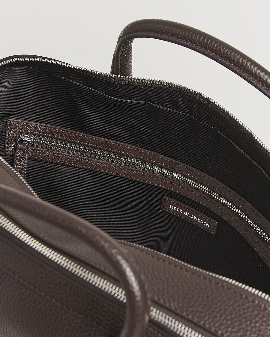 Mies | Tiger of Sweden Beridare Double Zip Leather Briefcase Dark Brown | Tiger of Sweden | Beridare Double Zip Leather Briefcase Dark Brown