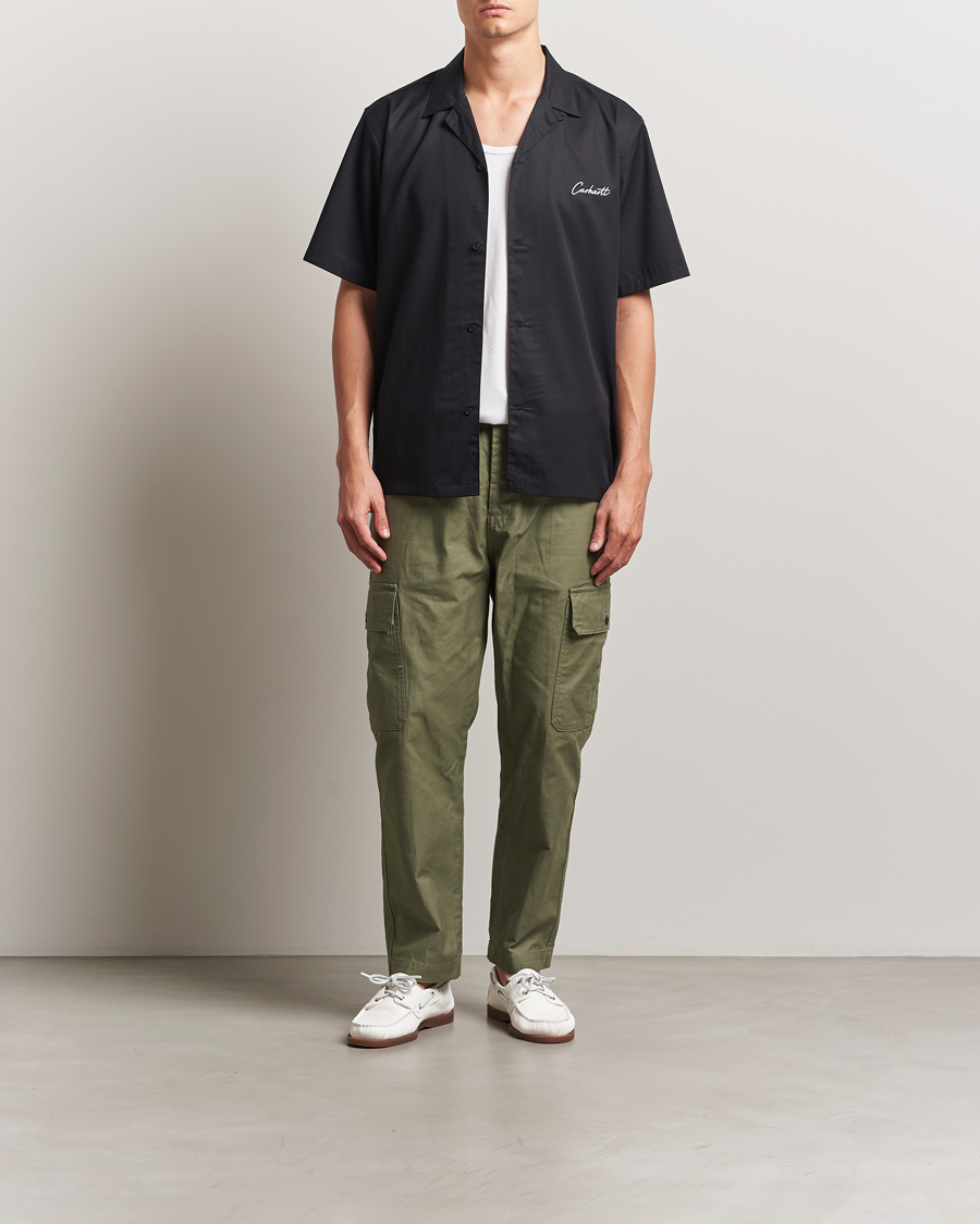 Mies | Kauluspaidat | Carhartt WIP | Short Sleeve Cotton/Tencel Delrey Shirt Black/White