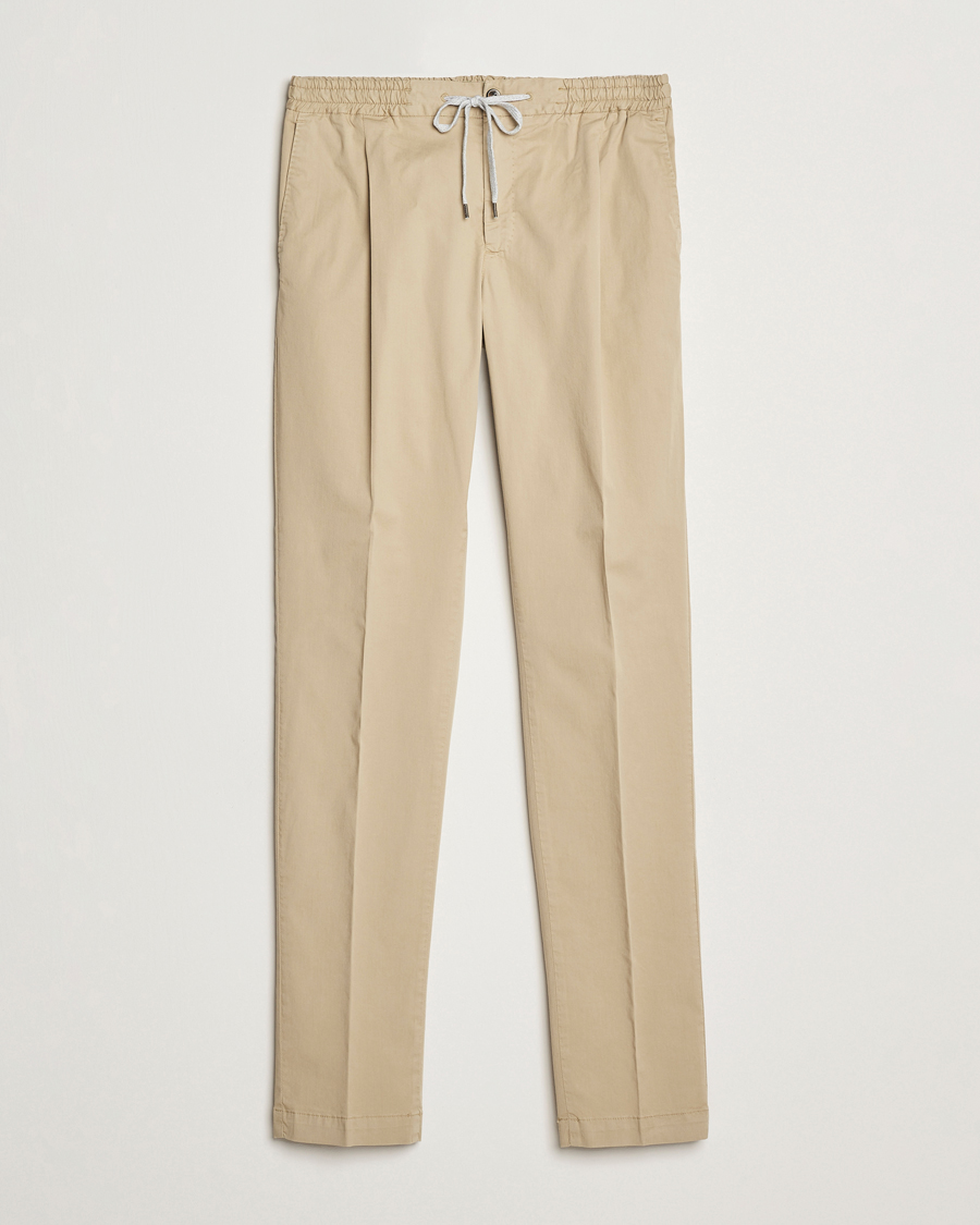Mies | Housut | PT01 | Soft Cotton/Stretch Drawstring Pants Beige