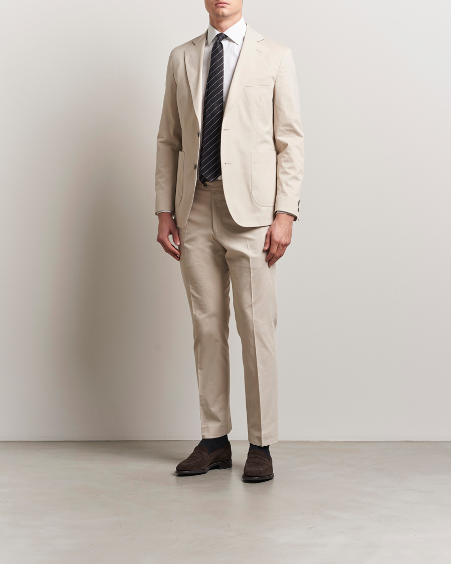 Mies | Housut | Oscar Jacobson | Dandy Cotton Trousers Beige