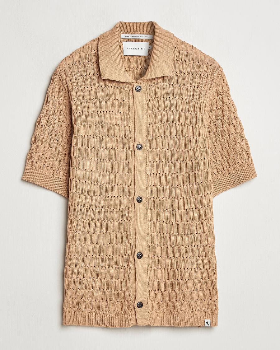 Mies | Kauluspaidat | Peregrine | Cove Knitted Short Sleeve Shirt Sand