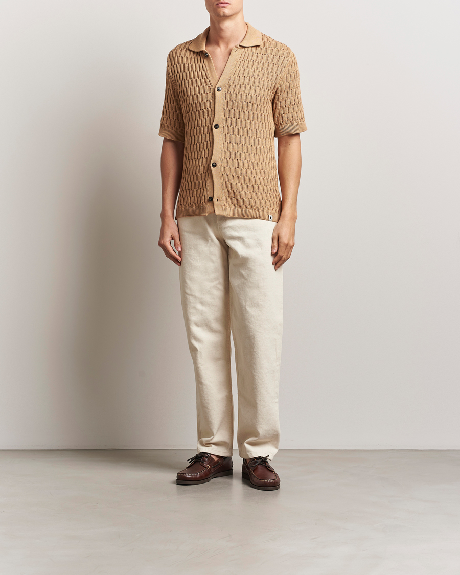 Mies | Kauluspaidat | Peregrine | Cove Knitted Short Sleeve Shirt Sand