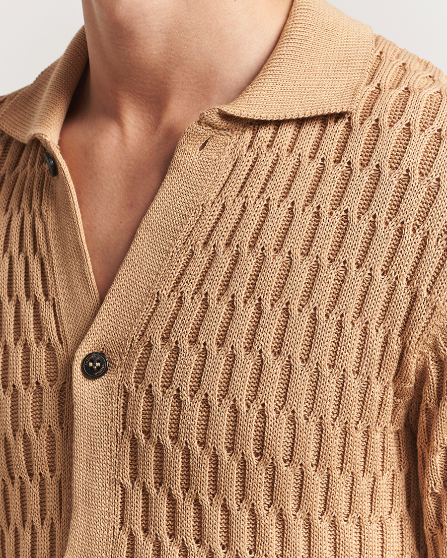 Mies | Kauluspaidat | Peregrine | Cove Knitted Short Sleeve Shirt Sand
