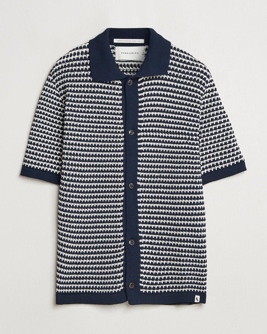Mies | Kauluspaidat | Peregrine | Island Crochet Knitted Shirt Navy