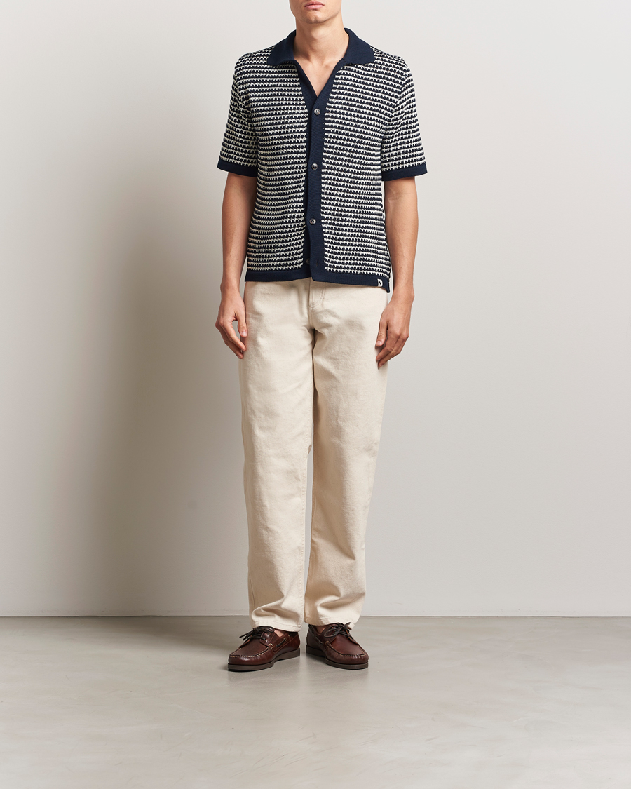 Mies | Kauluspaidat | Peregrine | Island Crochet Knitted Shirt Navy