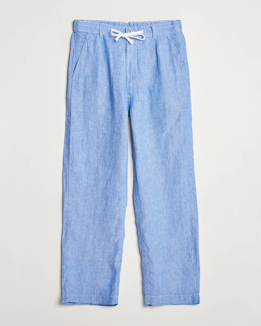 Mies | Housut | Polo Ralph Lauren | Pleated Chambray Linen Pants Blue