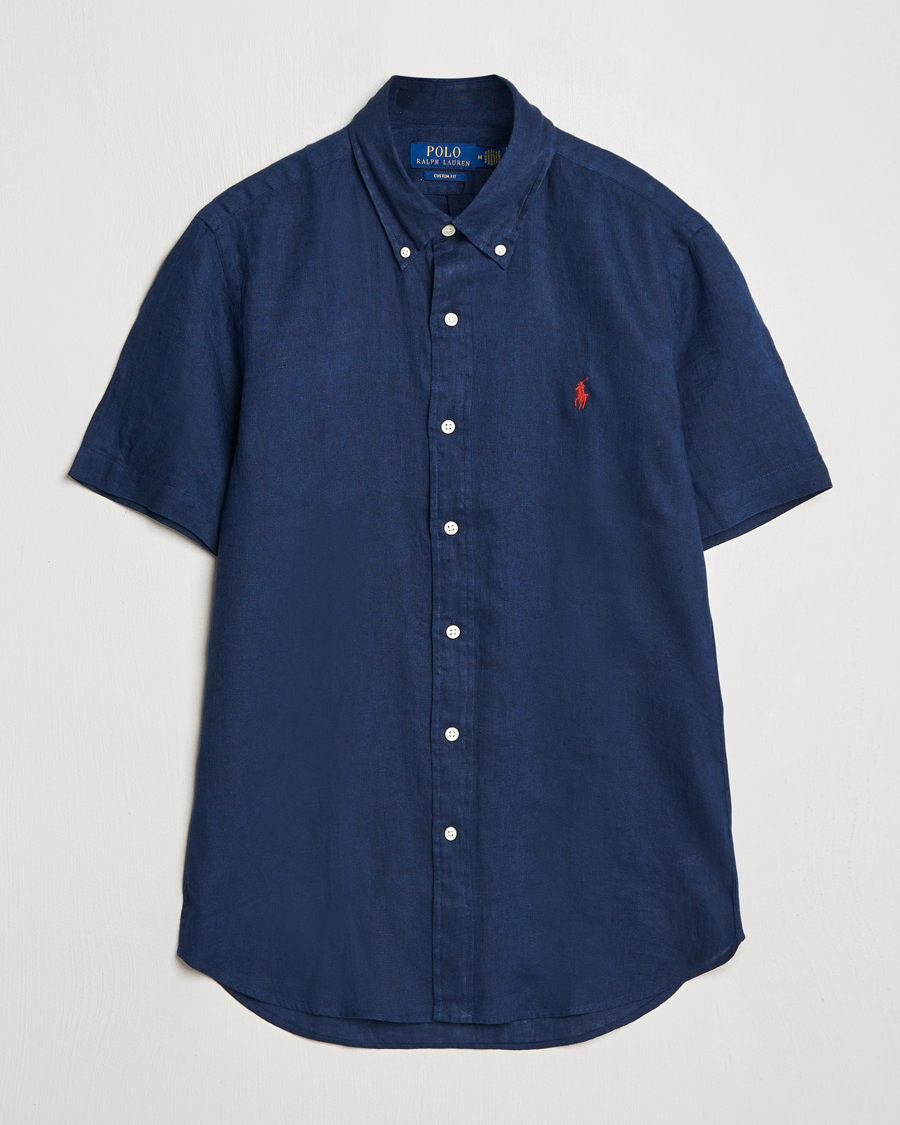 Mies | Kauluspaidat | Polo Ralph Lauren | Short Sleeve Linen Shirt Newport Navy