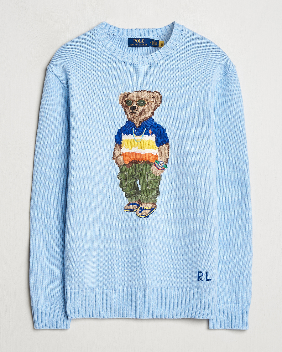 Mies | Puserot | Polo Ralph Lauren | Cotton Knitted Bear Sweatshirt Ocean Pearl Blue