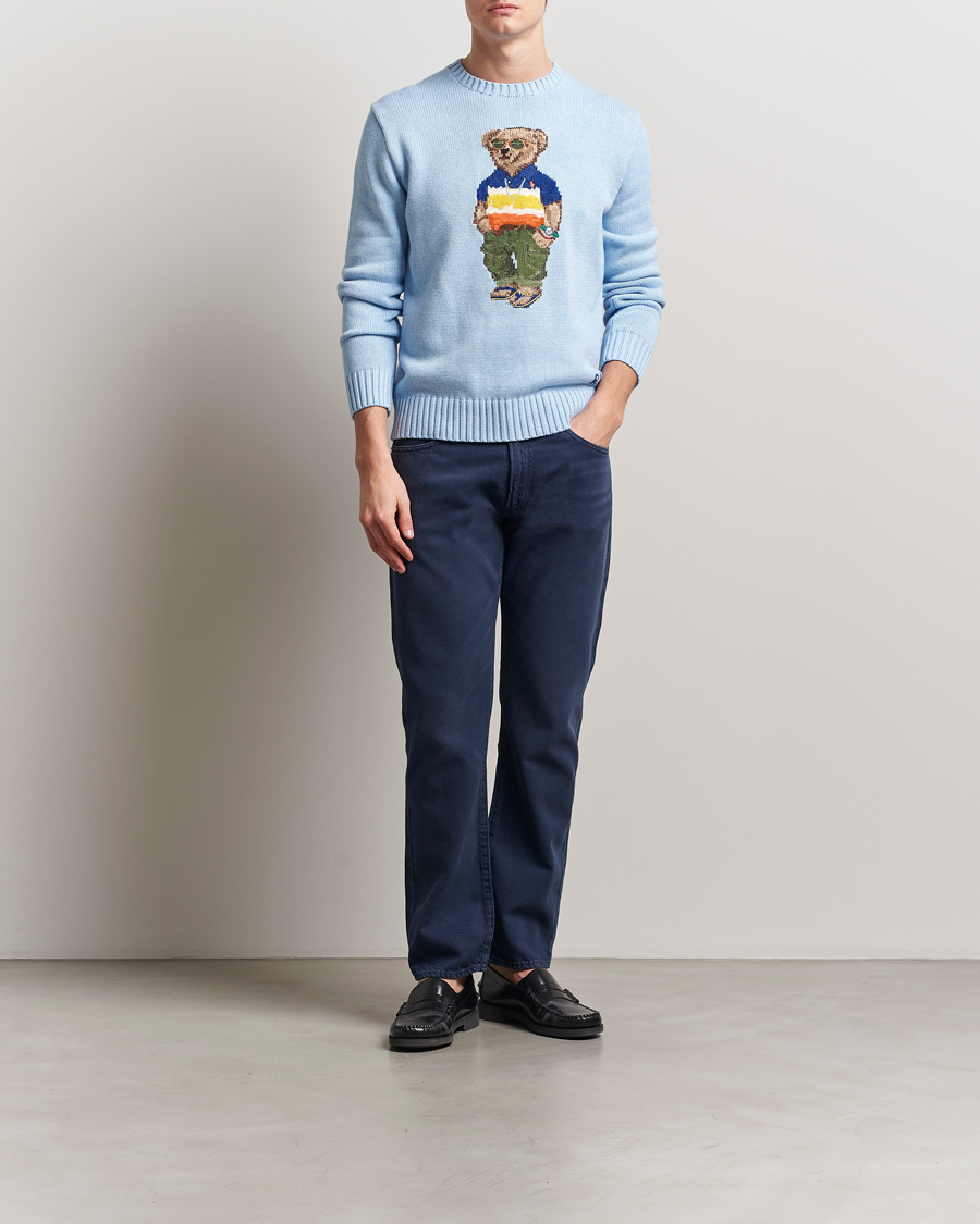 Mies | Puserot | Polo Ralph Lauren | Cotton Knitted Bear Sweatshirt Ocean Pearl Blue