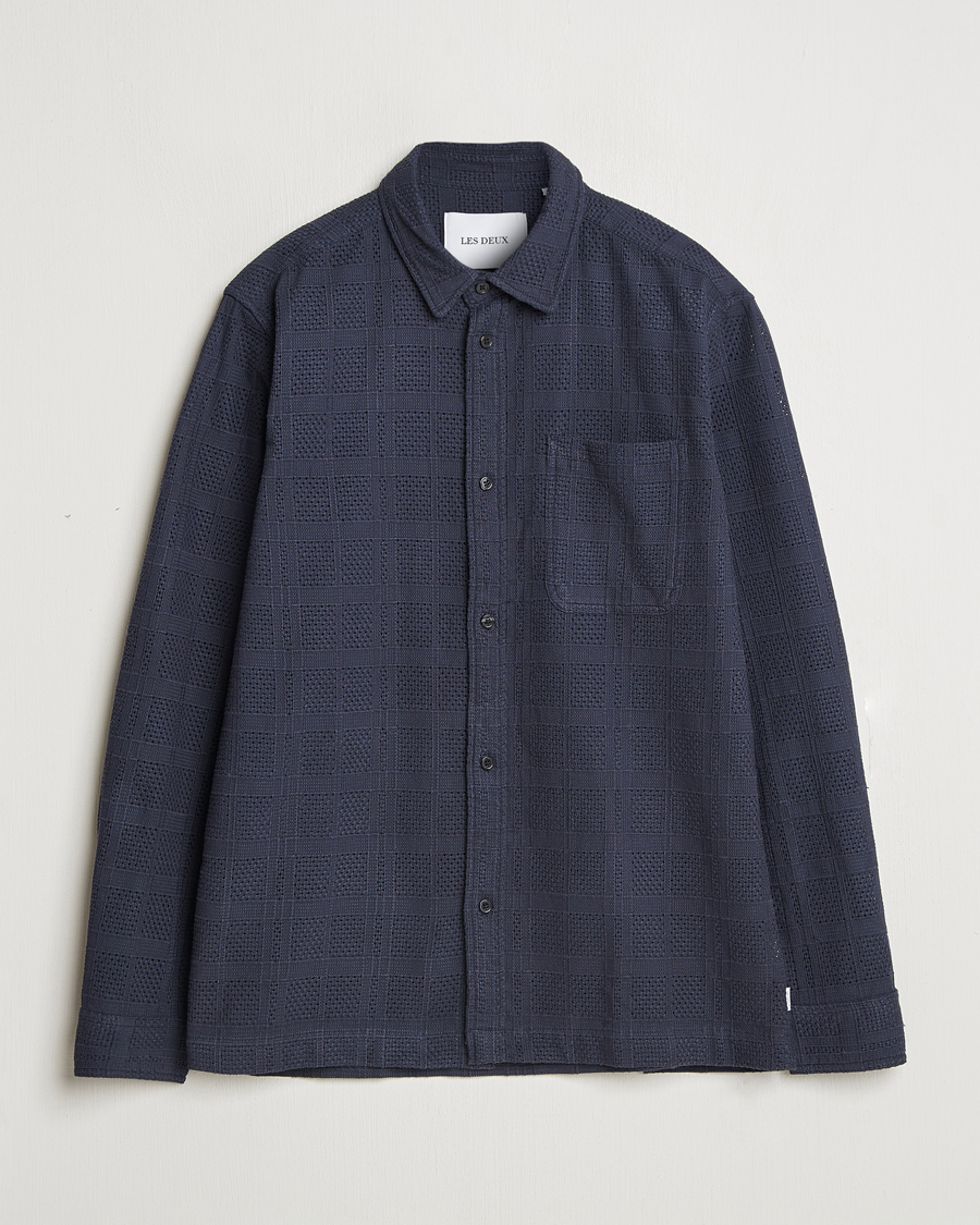 Mies | Kauluspaidat | LES DEUX | Charlie Long Sleeve Knitted Shirt Navy
