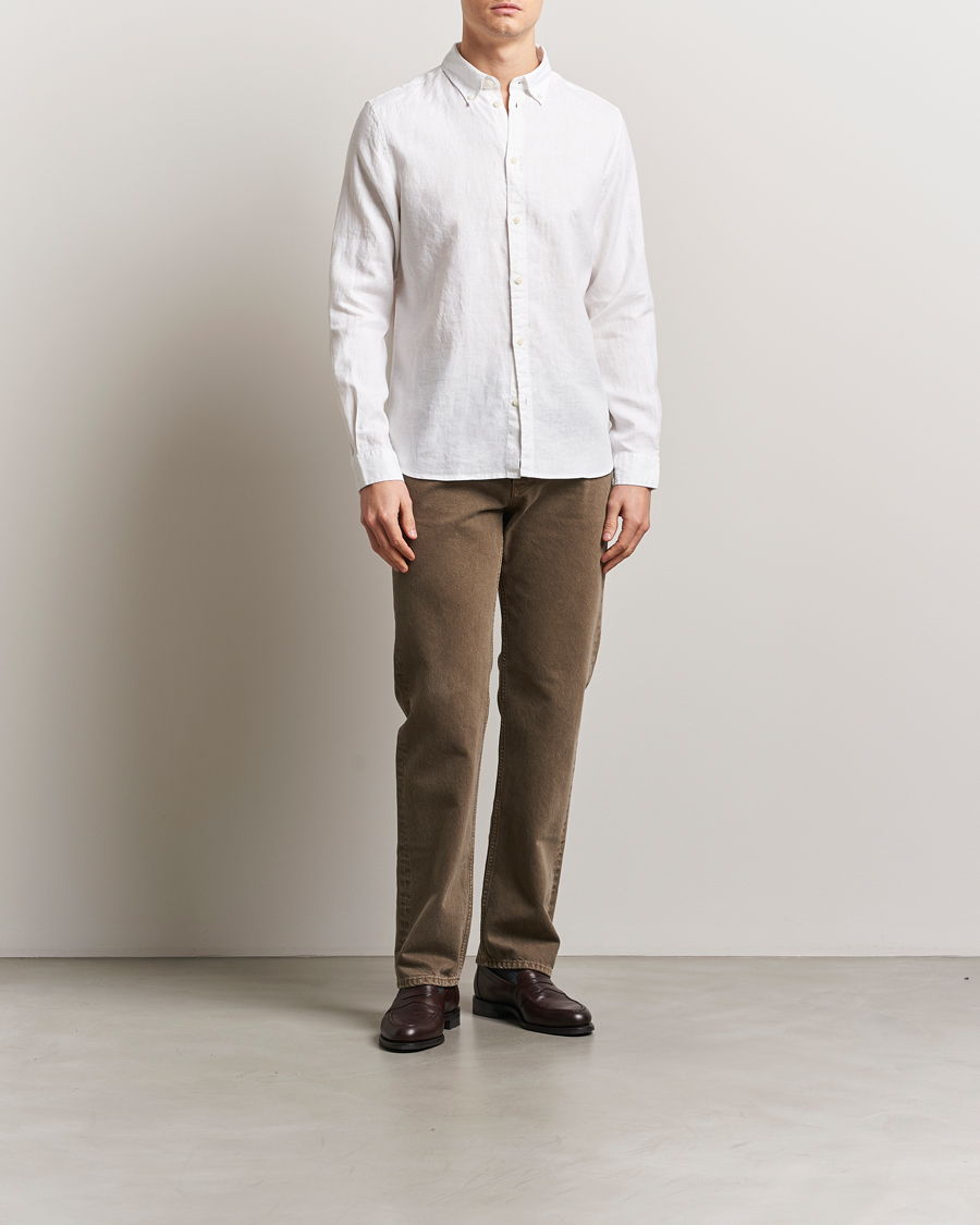Mies | Kauluspaidat | LES DEUX | Kristian Linen Shirt White