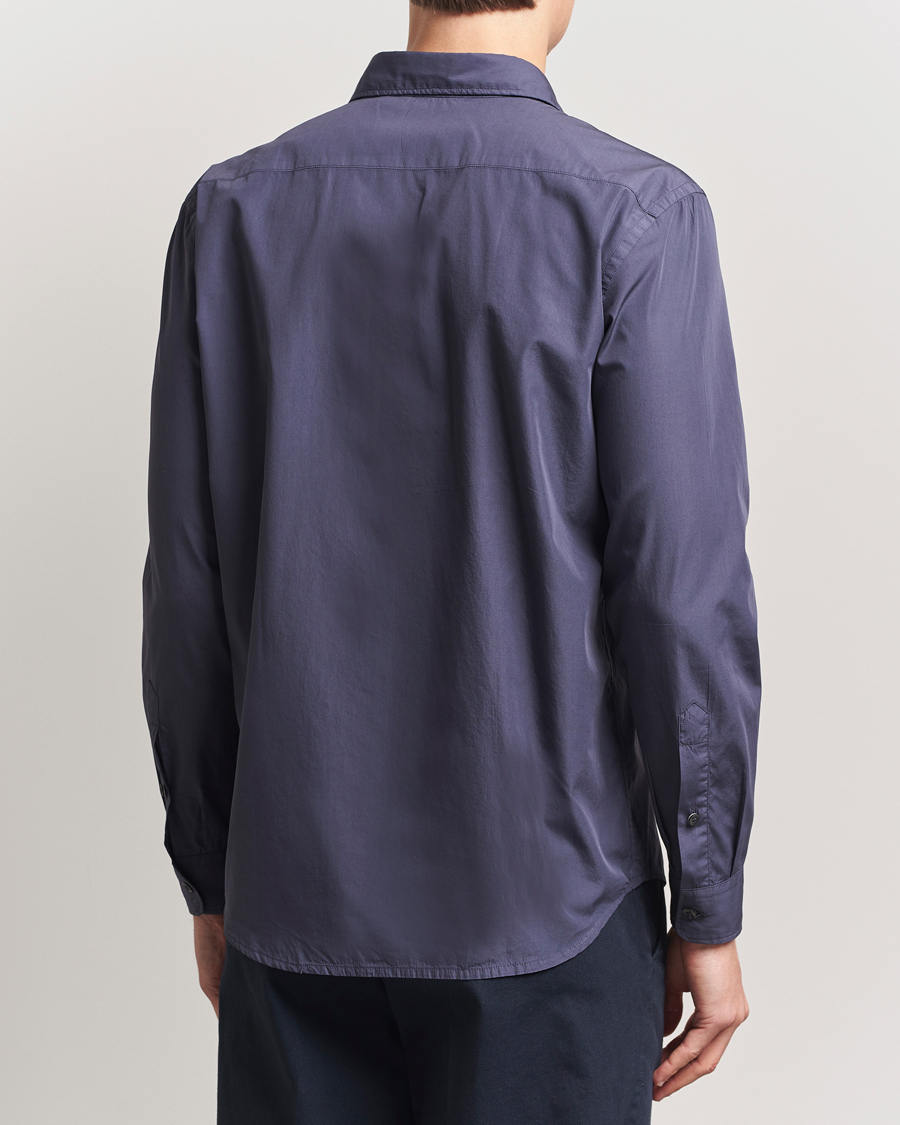 Mies | Kauluspaidat | Altea | Washed Poplin Sport Shirt Dark Blue