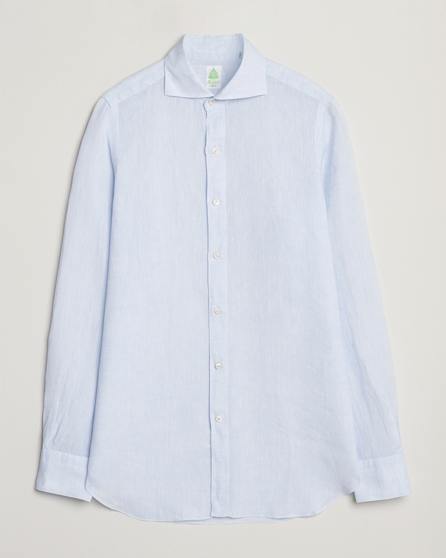 Mies | Kauluspaidat | Finamore Napoli | Gaeta Linen Shirt Light Blue