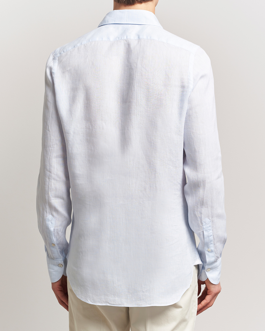 Mies | Kauluspaidat | Finamore Napoli | Gaeta Linen Shirt Light Blue