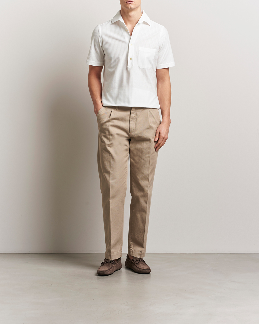 Mies | Kauluspaidat | Finamore Napoli | Vico Jersey Short Sleeve Polo White