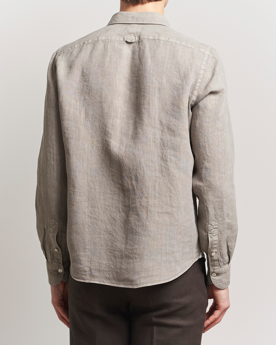 Mies | Kauluspaidat | Finamore Napoli | Salina Garment Dyed Linen Overshirt Taupe