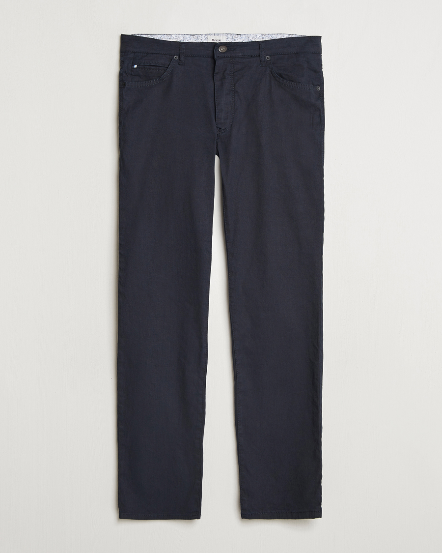 Mies | Housut | Brax | Cadiz Linen-Flex 5-Pocket Pants Navy