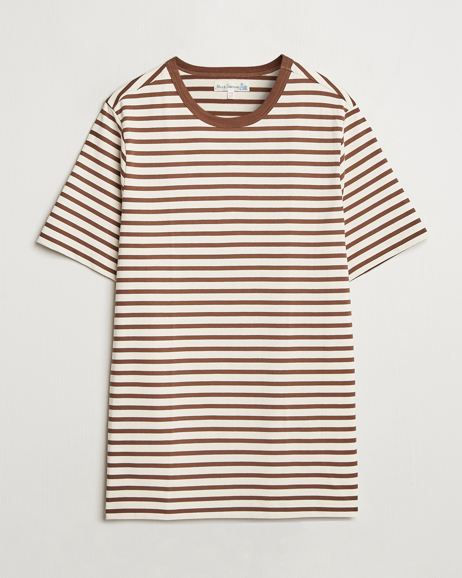 Mies | T-paidat | Merz b. Schwanen | Relaxed Fit Striped Sturdy T-Shirt Nut/Nature