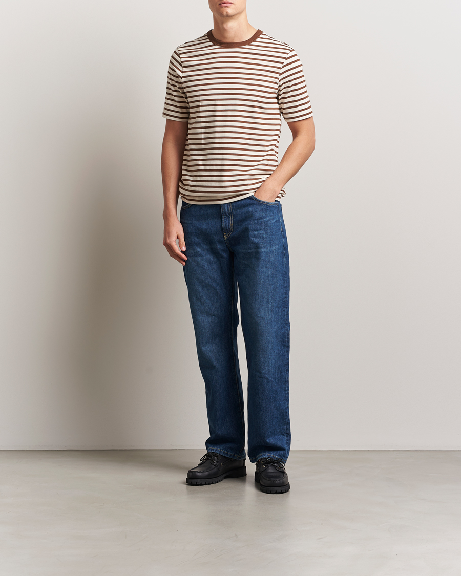 Mies | T-paidat | Merz b. Schwanen | Relaxed Fit Striped Sturdy T-Shirt Nut/Nature