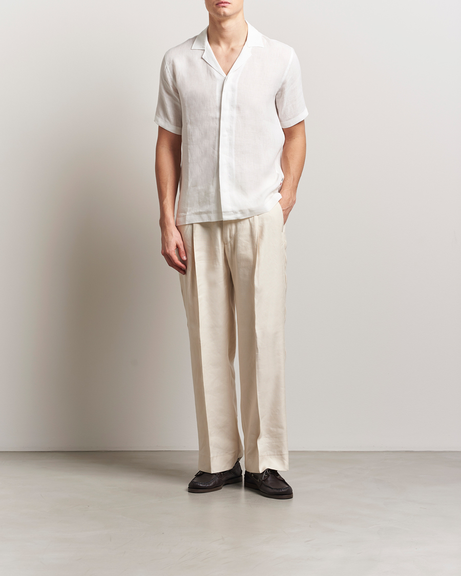 Mies | Kauluspaidat | Orlebar Brown | Maitan II Short Sleeve Linen Shirt White