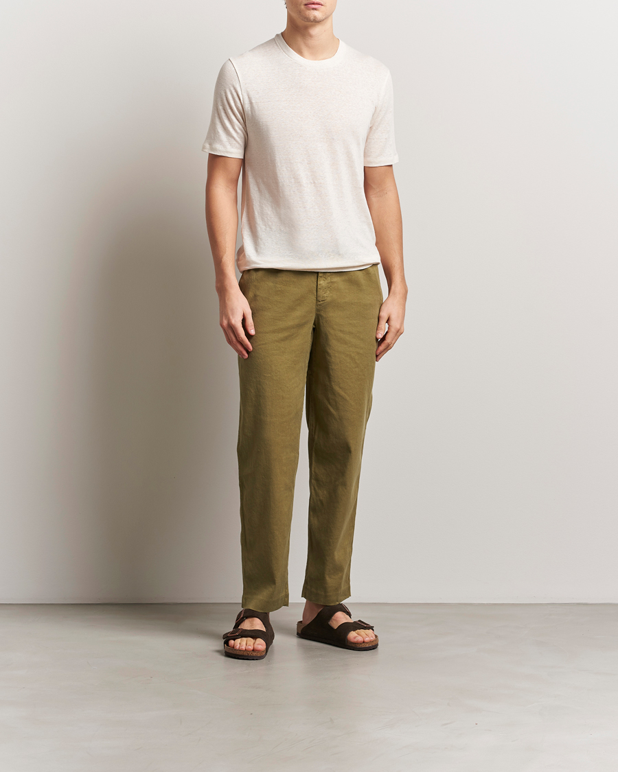 Mies | Housut | Orlebar Brown | Alex Garment Dyed Linen Pants Agave Green