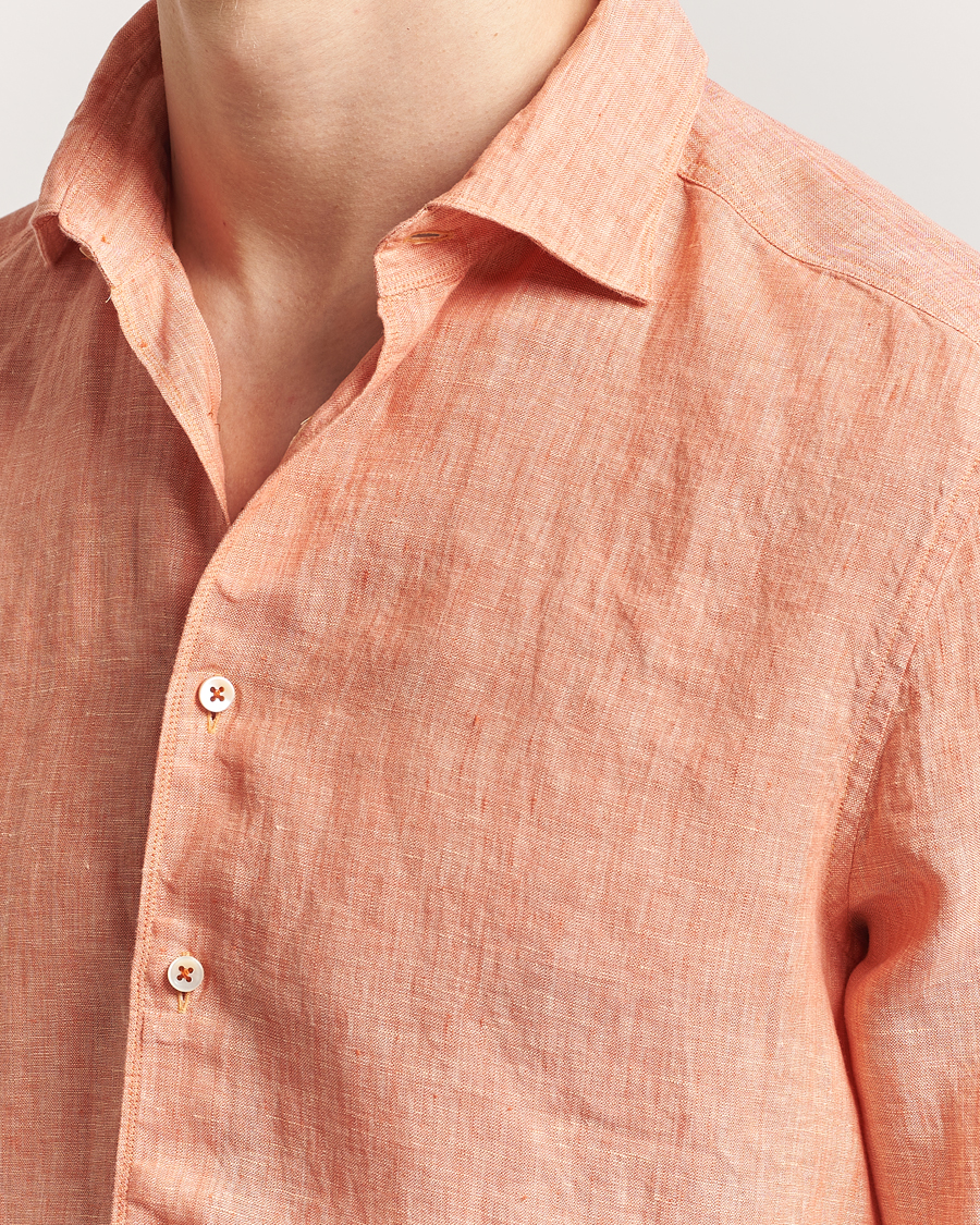 Mies | Kauluspaidat | Stenströms | Slimline Cut Away Linen Shirt Orange