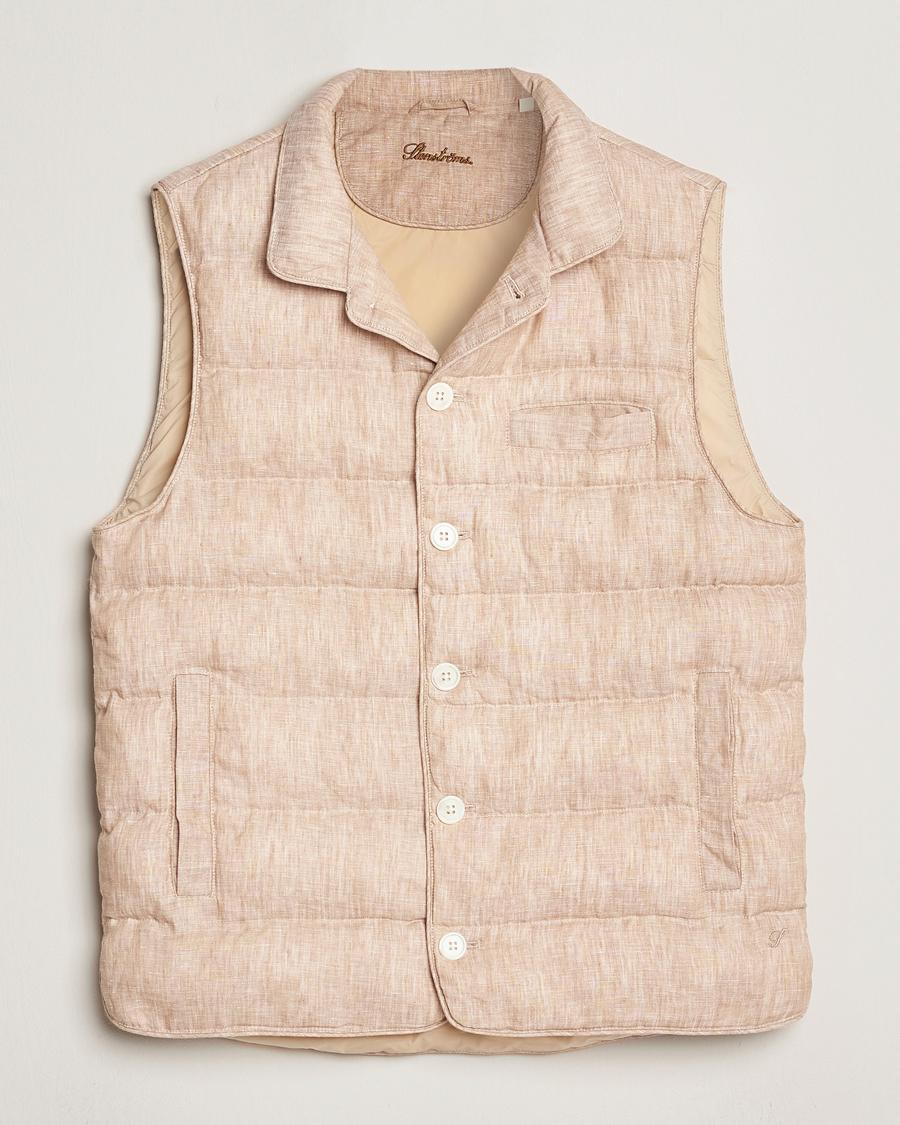 Mies | Takit | Stenströms | Linen Padded Button Vest Beige