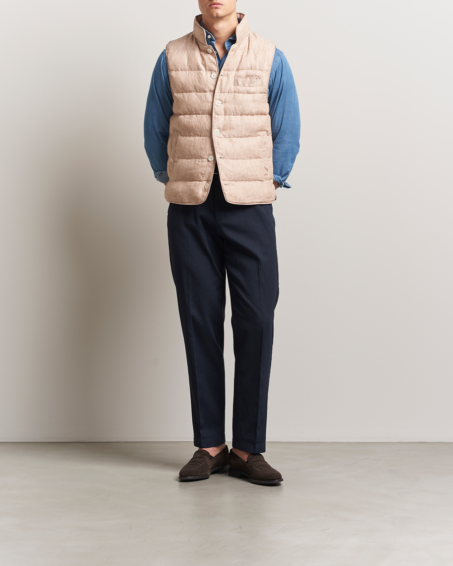 Mies | Takit | Stenströms | Linen Padded Button Vest Beige